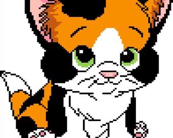 Calico Cat Kitty Mini C2c Pattern With Written Color and