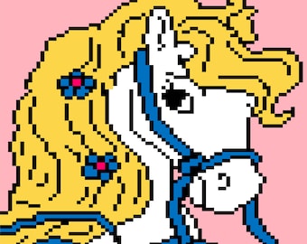 Pretty Pony C2C crochet graph pattern with row by row color chart instructions. Regular c2c or Mini c2c both instructions included