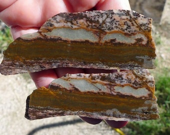 2 Outback Jasper Slabs Natural Australian Lapidary Pink and Brown Raw Stone Slices