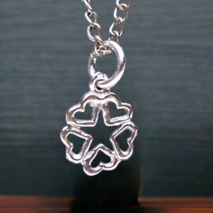 Sterling Silver Pentacle Charm .925 Hidden in Hearts Pentacle Necklace, Small Pentagram Handmade Witchcraft Jewelry