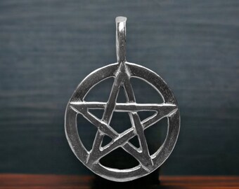 Sterling Silver Pentacle Charm, Bailed Pentagram Necklace, Pagan, Wicca, Wiccan, Amulet, Solid .925 Sterling Pentagram Necklace