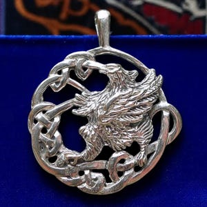 Sterling Silver Celtic Griffin Pendant Bailed Solid .925 Silver