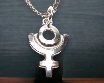 Sterling Silver Pluto Necklace Charm Pendant Astrological Planet Symbol Glyph Jewelry Scorpio Zodiac