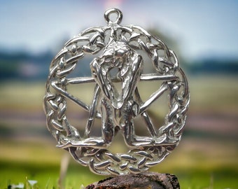 Sterling Silver Great Rite Pentacle Pendant Celtic Sex Magic Lovers Necklace Pentagram Handfasting Jewelry Wiccan Wedding Gift 925