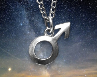 Sterling Silver Mars Charm Pendant Male Gender Symbol Astrological Glyph Planet Necklace Zodiac Jewelry