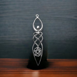 Solid 925 Sterling Silver Spiral Goddess Pentagram Pentacle