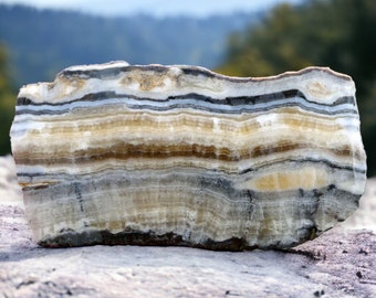 Spirit Stone Slab, Arizona Natural Calcite Aragonite Yavapai Travertine Slice, Lapidary Supply Banded Stone Cabochon Material