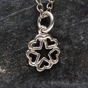 Sterling Silver Pentacle Charm .925 Hidden in Hearts Pentacle Necklace, Small Pentagram Handmade Witchcraft Jewelry image 1