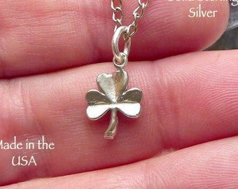 Sterling Silver Shamrock Charm, Small Clover .925 Silver Irish Jewelry, Clover Charm Necklace