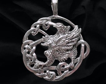 Celtic Gryphon Pendant / Solid .925 Sterling Silver Bailed Griffin Necklace / Fantasy Celtic Jewelry