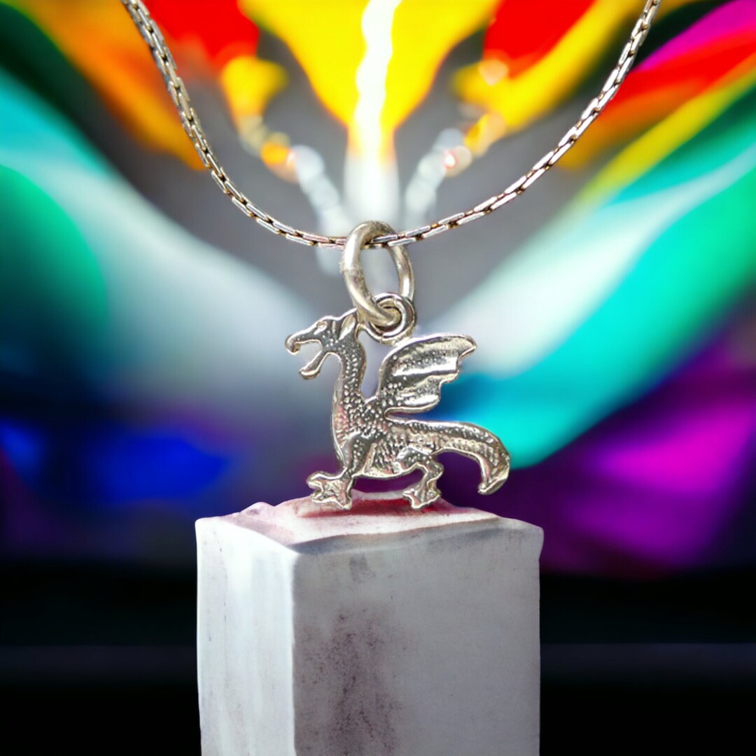 Sterling Silver Dragon Charm Solid 925 Silver Welsh Dragon Etsy