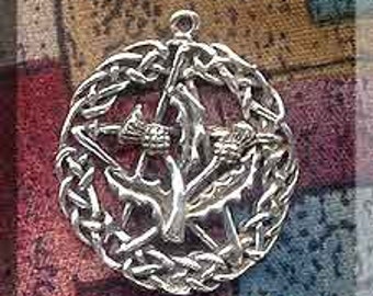 Sterling Silver Celtic Thistle Pentacle Pendant Wiccan Pagan Pentacle Scottish Jewelry Hex Breaking Protection Scotland Pentagram Necklace