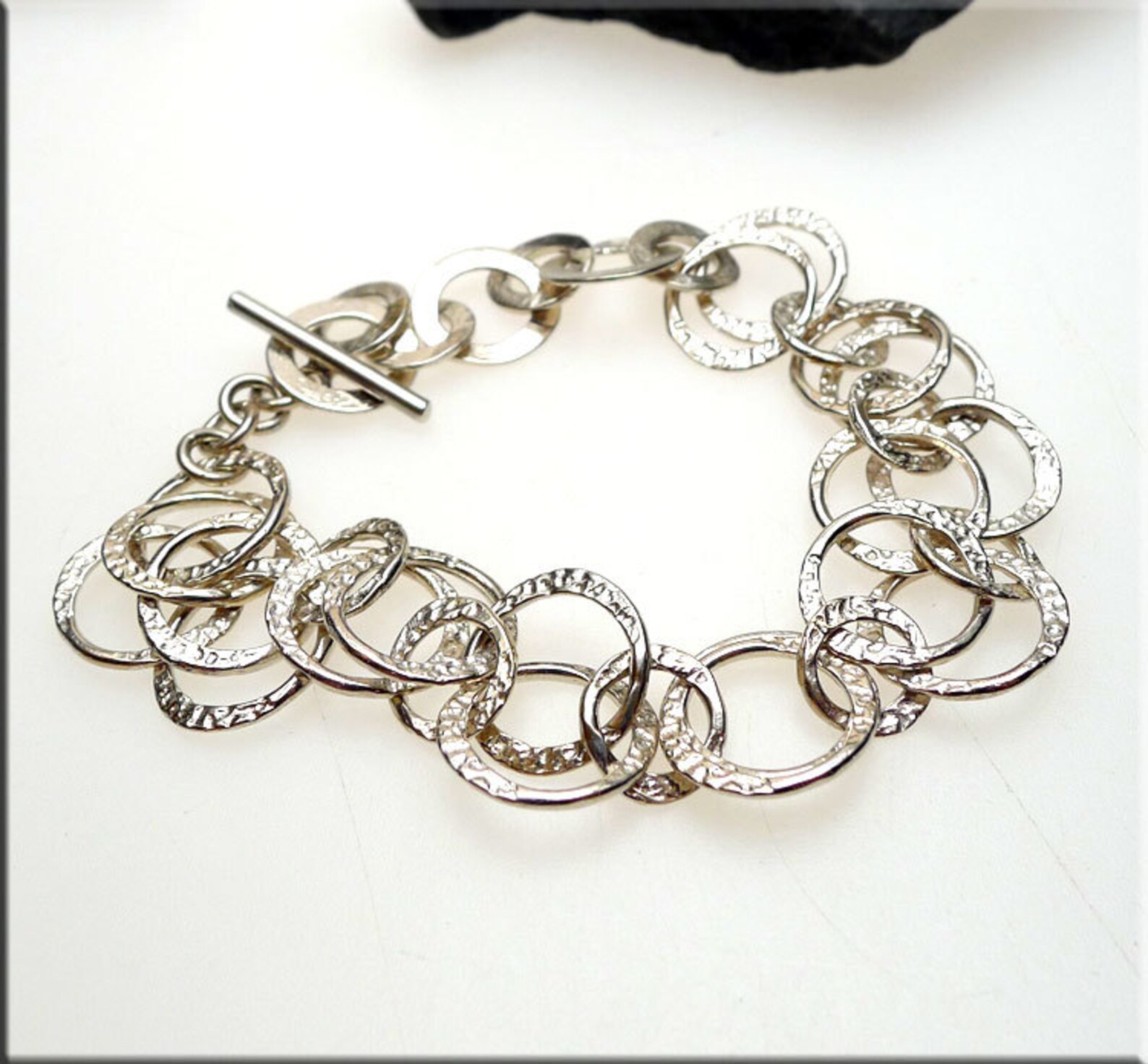 Sterling Silver Multiloop Hammered Bracelet .925 Silver Etsy