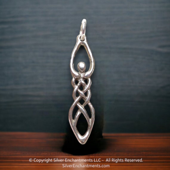 Sterling Silver Celtic Goddess Charm .925 Pagan Necklace