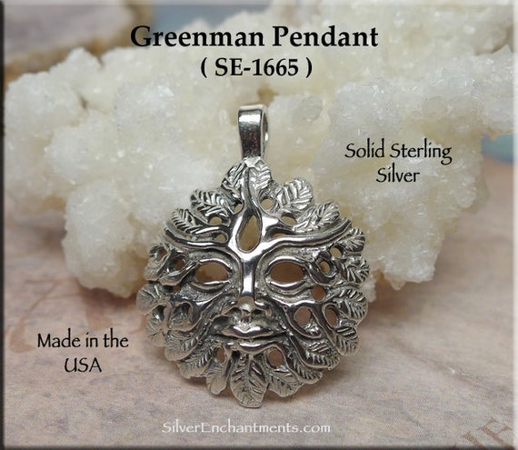 Sterling Silver Greenman Pendant 925 - Green Man Pendant Silver Sterling Silver Greenman Pendant 925 - Green Man Pendant Silver