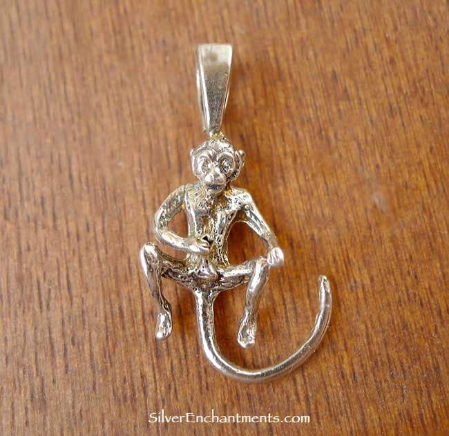Sterling Silver Naughty Monkey Pendant, Masturbating Monkey Necklace,  Mature Jewelry 