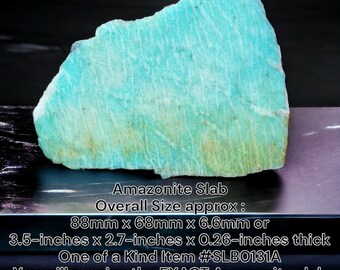 Amazonite Slab, Natural Amazonite Slice, 88x68x6.6mm Lapidary Supply Cabochon Aqua Blue Green Stone Slice from Madagascar