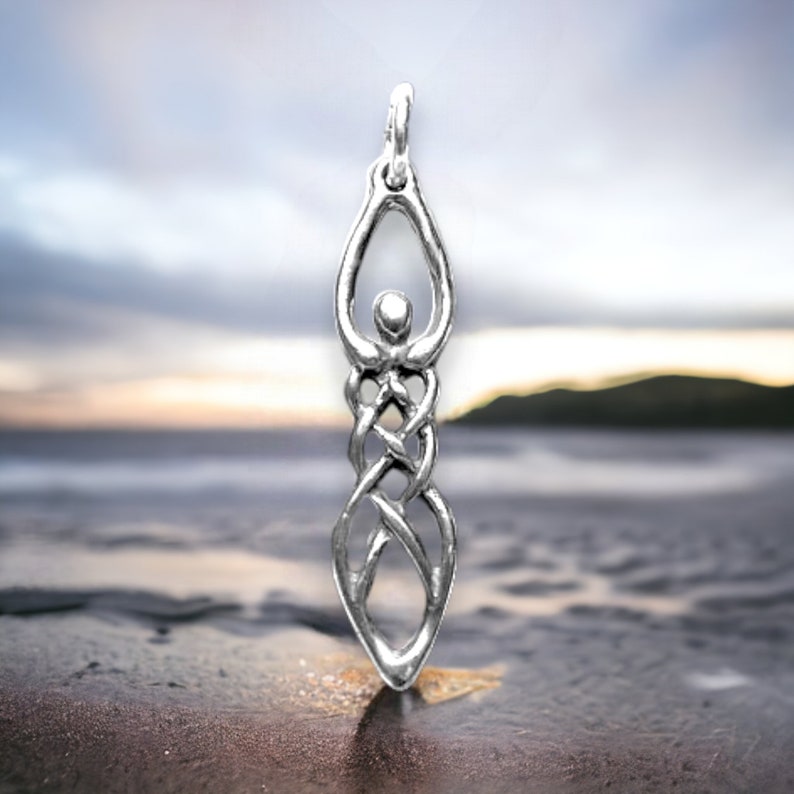 Sterling Silver Celtic Goddess Charm .925 Pagan Necklace image 3