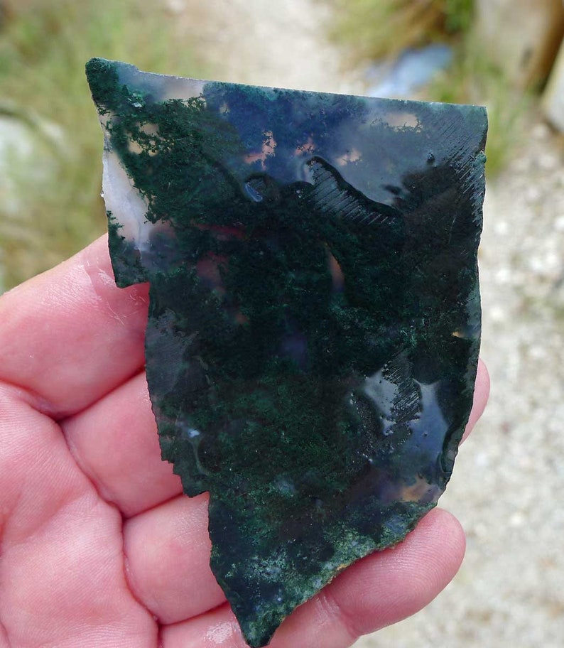 Moss Agate Slab Natural Moss Agate Slice Raw Stone Lapidary | Etsy