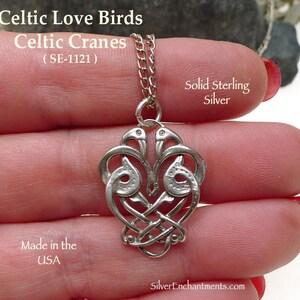 Sterling Silver Celtic Cranes Pendant - Made from high-quality .925 sterling silver, this pendant offers both lasting durability and classic beauty. It measures approximately 26mm x 20mm (about 1+" x 3/4+"), a versatile size that's bold enough to stand out, yet refined enough for everyday wear. The total length excludes an additional 4mm will be added by the attached sterling silver jump ring.