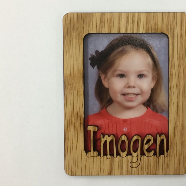 Refrigerator Magnet Name Picture Frame - Personalized - Holds 2x3 Photos