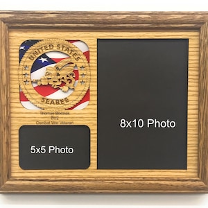 US Seabees Picture Frame - 11x14 Frame Holds 3x4 & 8x10 Photos