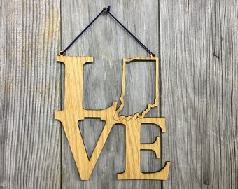 Love Indiana Sign Wall Decor - Love Wall Decor, Love Sign, Indiana Wall Decor, Love All Hanging