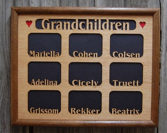 Personalized Grandkids Name Picture Frame Dark Frame - 11x14 Grandchildren Frame, Gift for Grandparent, Gifts for Mom, School Picture Frame