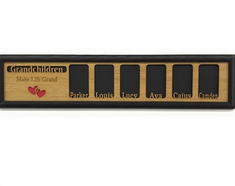 Gepersonaliseerde kleinkinderen fotolijst met namen - 6 x 32 lijst voor 3 x 5 foto's - kleinkinderen lijst, cadeau voor oma, cadeau voor opa,