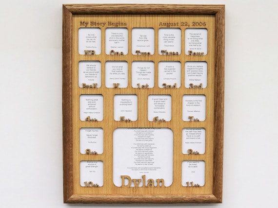 School Years Birth Thru 12th Grade Picture Frame Personalized With