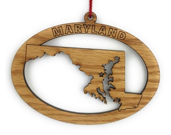 Wood Maryland State Ornament: Traveler Gift, Maryland Decor