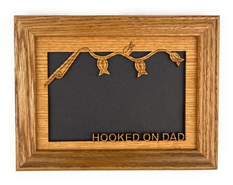 Hooked on Dad Picture Frame - Father's Day Gift Personalized with Names, Fishing Picture Frame