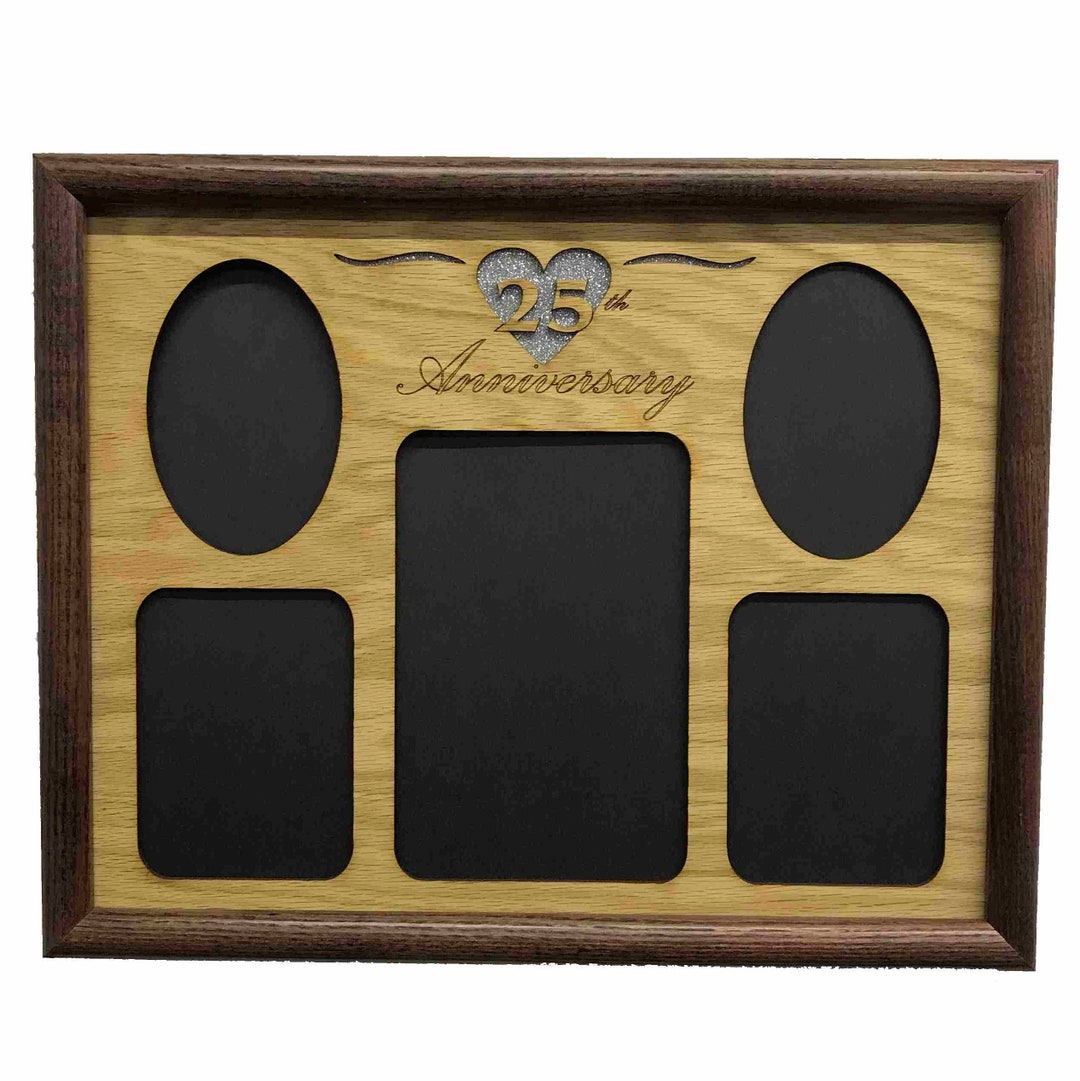 25th Anniversary Picture Frame 11x14 Frame Holds 5x7 & 3x5 Photos Silver 25th Wedding