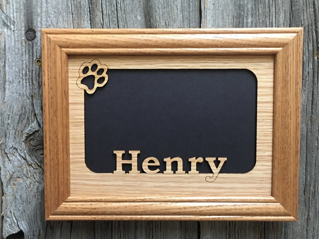 Personalized Dog Picture Frame 5x7 Frame Holds 4x6 Photo Horizontal Oak