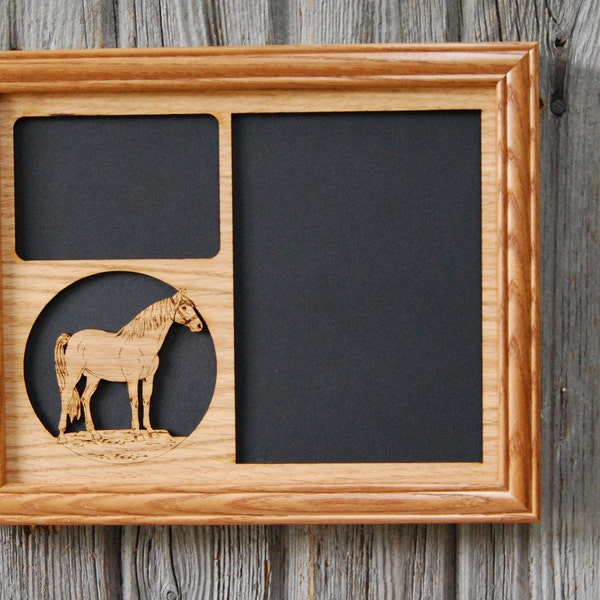 Horse Picture Frame - 8x10 Frame Holds 5x7 and 3x4 Photos - Gift for Horse Lover, Horse Portrait Frame, Horse Lover Gift