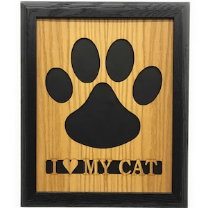 11x14 Cat Paw Print Picture Frame, Cat Name Photo Frame, I Love My Cat, Cat Lover Decor Gift for Crazy Cat Lady