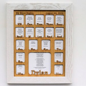 K-12th Grade School Years Picture Frame with White Frame 11x14 Newborn-18 Personalized, Holds 18 Photos - Back to School
