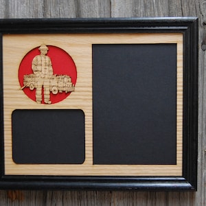 Firefighter Picture Frame - 8x10 Frame Holds 5x7 and 3.5x4.5 Photos - Fire Department Photo Frame
