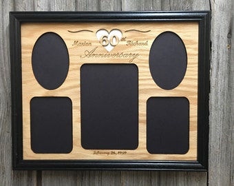 Fotolijst 60e verjaardag - lijst van 11 x 14 voor foto's van 5 x 7 en 3 x 5 - 60e huwelijksverjaardag cadeau 60 jaar jubileum diamanten jubileum