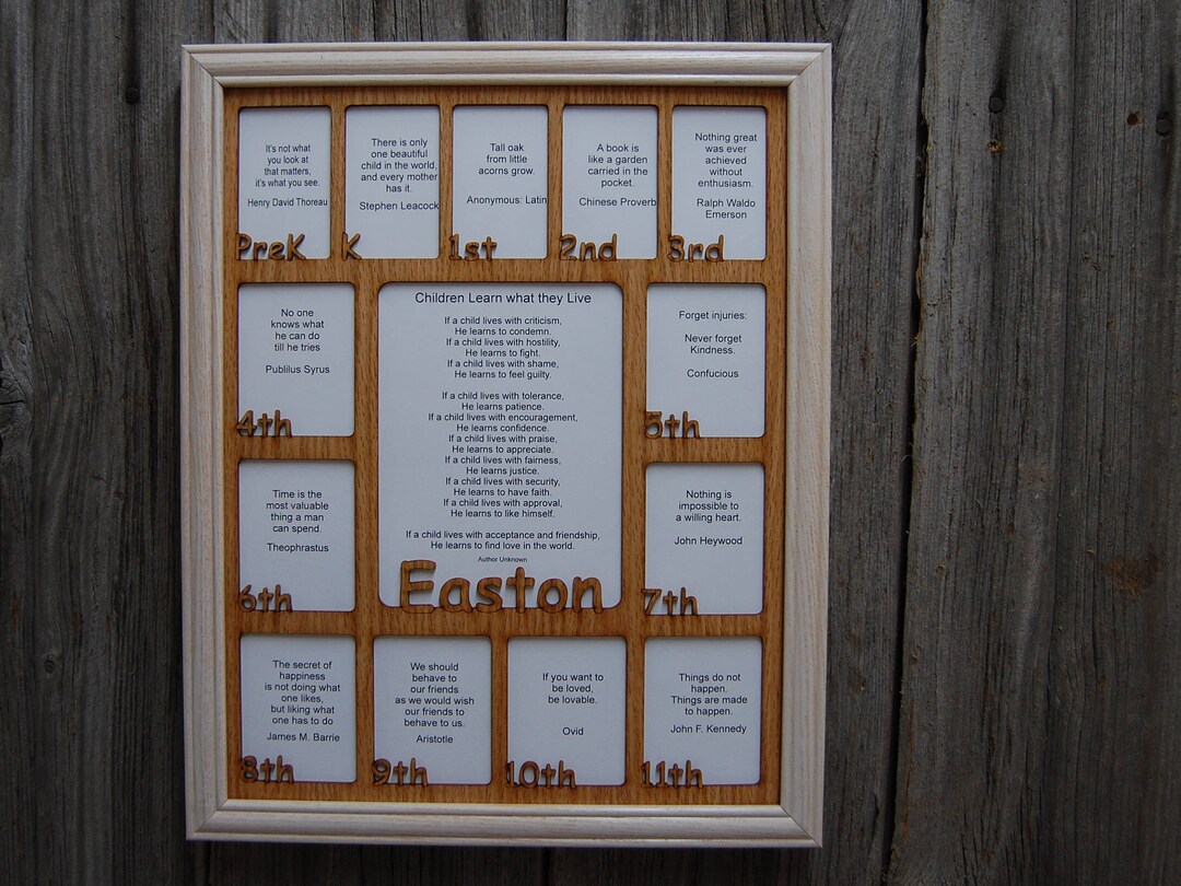 School Years Picture Frame Prek Thru 12 Grade Holds 2.5x3 and 5x6.5