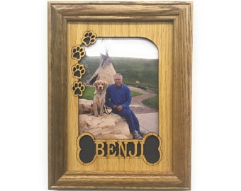 Cadre photo personnalisé pour chien avec cadre en chêne – Cadre 5 x 7 pour photo 4 x 6