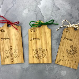 Wood Christmas Gift Tags - Set of 3 - Snowflakes & Reindeer
