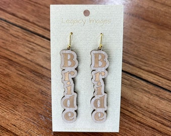Bride Earrings - Block Font