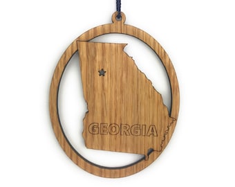 Enfeite de Natal da Geórgia para Viajantes, Enfeite do Estado da Geórgia, Decoração da Geórgia, Presente da Geórgia, Arte da Geórgia, Estado da Geórgia