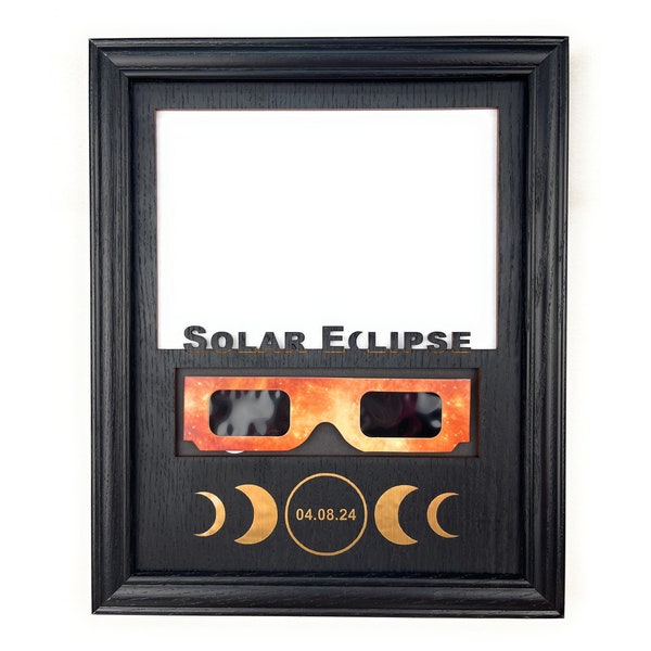 Cadre photo éclipse de soleil - 8 x 10 cm pour lunettes de soleil et photo éclipse de soleil 5 x 7 - Noir mat