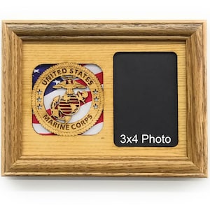 US Marine Corps Picture Frame - 5x7 Frame Holds 3x4 Photo - United States Marines Gift for Retirement Military Gift for Marine Picture Frame