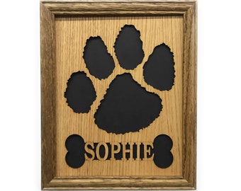 8x10 Personalized Dog Picture Frame - Paw Print with Name in Bone - New Puppy Gift for Dog Lover, Personalized Gift for Dog Memorial