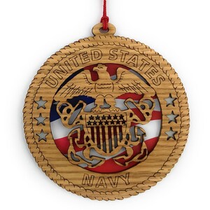 United States Navy Christmas Ornament - Christmas Tree Frame Ornament, Gift Tag Ornament, Custom Ornament, Wooden Oak Ornament