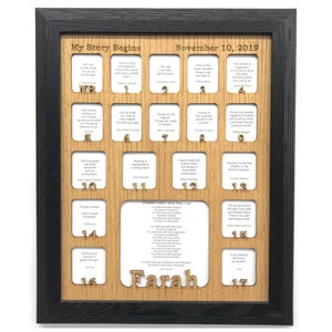 Newborn-18 Picture Frame with Black Frame 11x14 with numbers 1 to 18, School Years Picture Frame Personalized - Holds 18 Photos