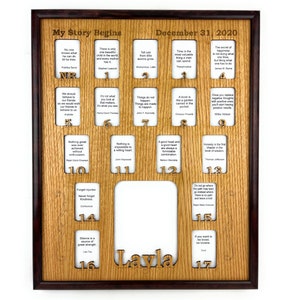 16x20 School Years Picture Frame Personalized with Name Dark Frame, Birth thru 12th Grade - Holds 2x3 and 5x7 Pictures - Birth to Graduation